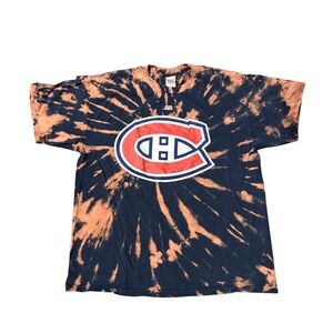 Montreal Canadiens NHL Bleach Tie Dye Shirt Mens XL Bulletin Prima Cotton Canada